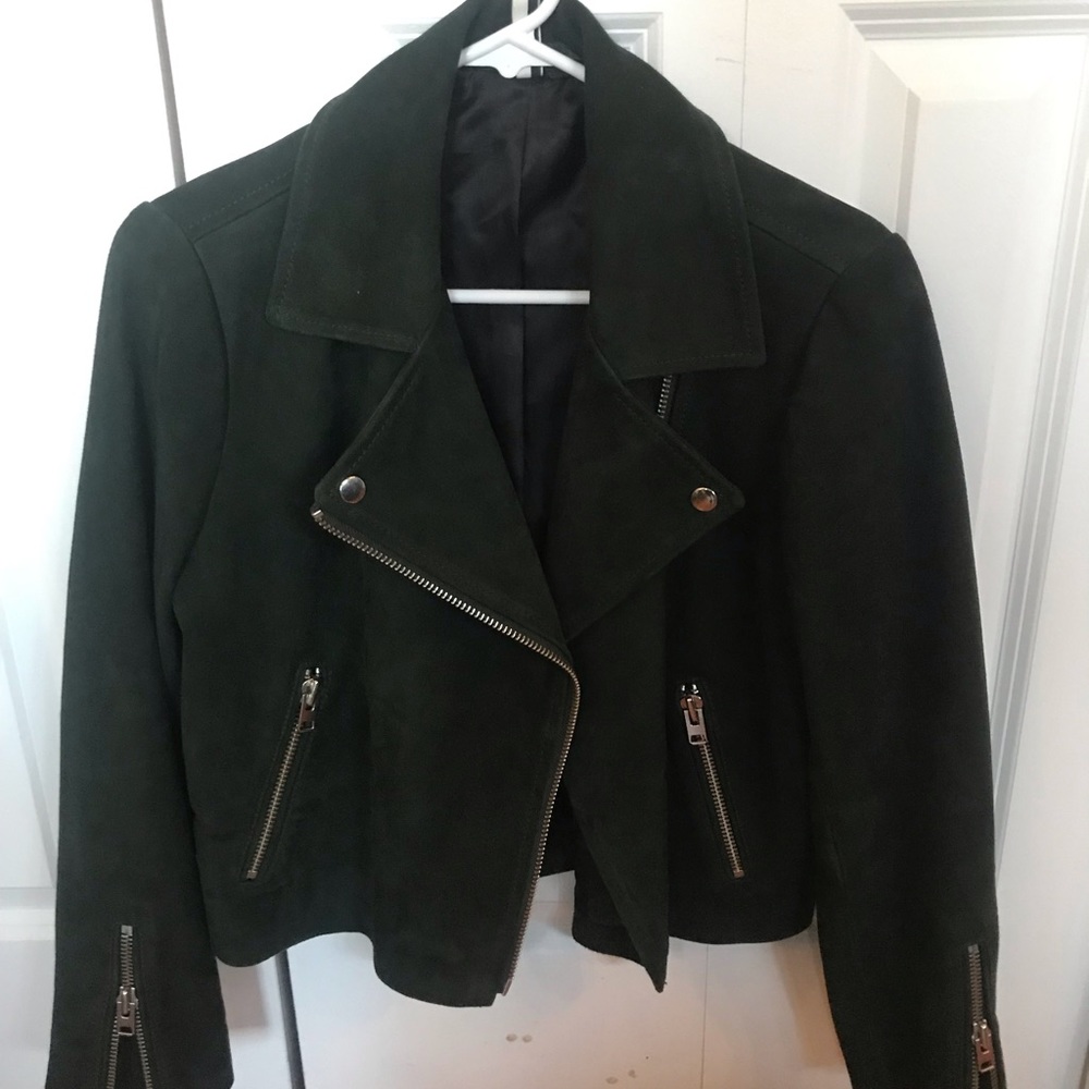 Green Suede Topshop Moto Jacket